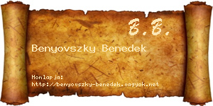 Benyovszky Benedek névjegykártya