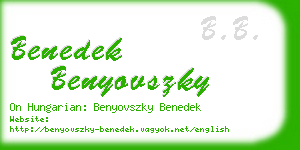 benedek benyovszky business card